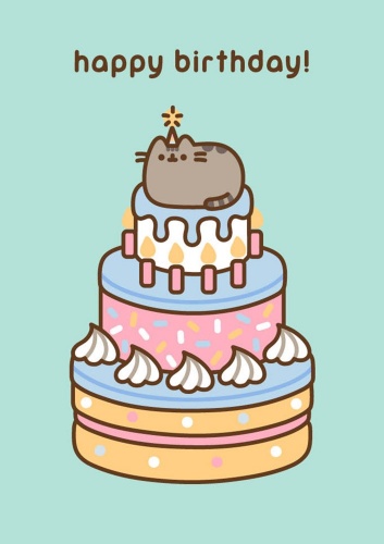 Pusheen Happy Birthday Cake Greeting Card